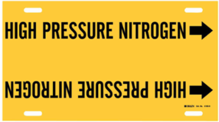 HIGH PRESSURE NITROGEN Pipe Marker, 10" H x 32" W, Fits Pipes 10" Dia. Thru 15" Dia.