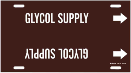 Snap-On Pipe Marker: GLYCOL SUPPLY, 10" H x 32" W, Pipe Marker Style H