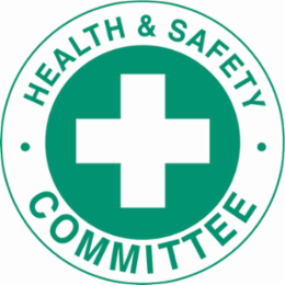 HEALTH & SAFETY COMMITTEE Hard Hat Labels, 2" Dia x 0.004" D, Card of 4 Labels, Green on White