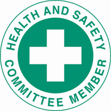 HEALTH & SAFETY COMMITTEE MEMBER Hard Hat Labels, 2" Dia x 0.004" D, Card of 4 Labels, Green on White