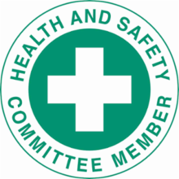 HEALTH & SAFETY COMMITTEE MEMBER Hard Hat Labels, 2" Dia x 0.004" D, Card of 4 Labels, Green on White