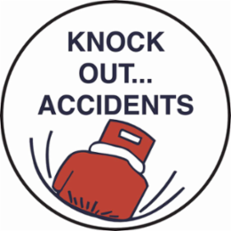 KNOCK OUT... ACCIDENTS Hard Hat Labels, 2" Dia x 0.004" D, Card of 4 Labels, Black/Brown on White