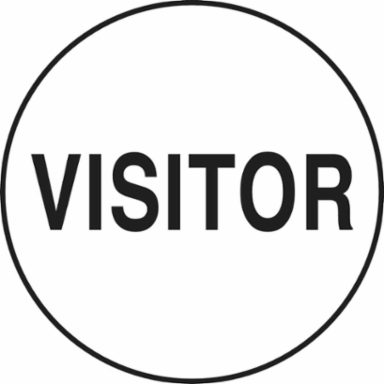 VISITOR Hard Hat Labels, 2" Dia x 0.004" D, Card of 4 Labels, Black on White