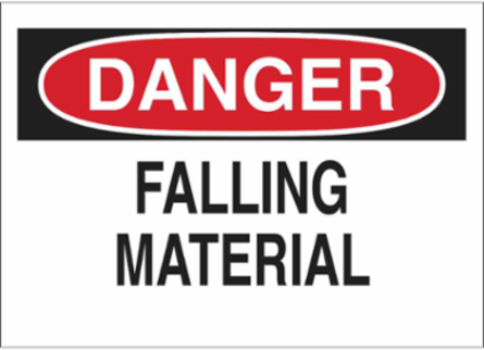 DANGER Falling Material Sign, 10" H x 14" W x 0.035" D, Aluminum