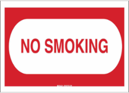 No Smoking Sign, 7" H x 10" W x 0.035" D, Aluminum, Red/White on Red