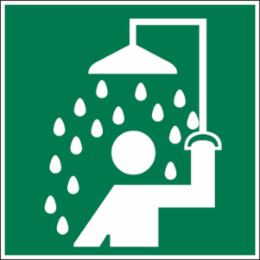 Safety Shower Picto Sign, 10" H x 7" W x 0.035" D, Aluminum