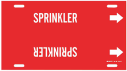 SPRINKLER Pipe Marker, 8" H x 16" W, Fits Pipes 6" Dia. Thru 7.875" Dia.