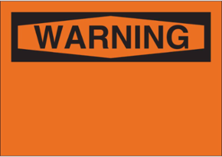 Blank WARNING Sign, 10 Inch H x 14 Inch W x 0.035 Inch D, Black on Orange, Aluminum