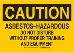 Caution Asbestos Hazardous Sign, 10 Inch H x 14 Inch W, Aluminum, Non-Reflective