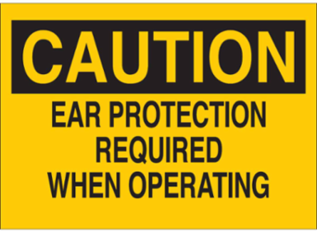 Caution Ear Protection Required Sign, 7 Inch x 10 Inch, Non-Reflective Aluminum