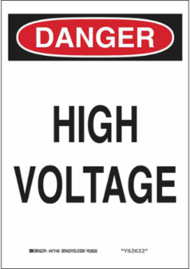 DANGER High Voltage Sign, 14" H x 10" W x 0.035" D, Aluminum