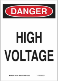 DANGER High Voltage Sign, 14" H x 10" W x 0.035" D, Aluminum