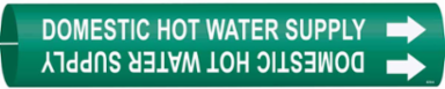 Snap-On Pipe Marker: DOMESTIC HOT WATER SUPPLY, Fits Pipes 1.5" Dia. Thru 2.375" Dia.