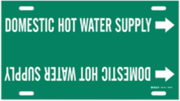 Snap-On Pipe Marker: DOMESTIC HOT WATER SUPPLY, 24" W, Fits Pipes 8" Dia. Thru 9.875" Dia.