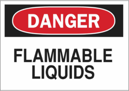 DANGER Flammable Liquids Sign, 10" H x 14" W x 0.035" D, Aluminum