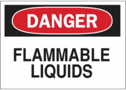 DANGER Flammable Liquids Sign, 10" H x 14" W x 0.035" D, Aluminum