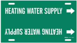 Snap-On Pipe Marker: Heating Water SUPPLY, 10" H x 32" W, Fits Pipes 10" Dia. Thru 15" Dia.