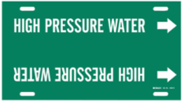 Snap-On Pipe Marker: HIGH PRESSURE WATER, 10" H x 32" W, Fits Pipes 10" Dia. Thru 15" Dia.