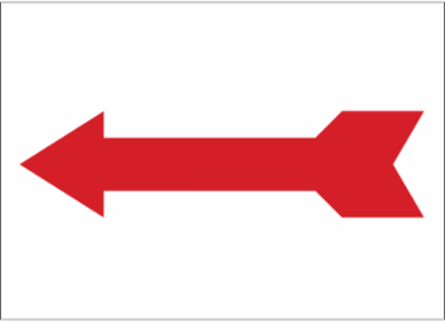 Left Arrow Sign, 7" H x 10" W x 0.035" D, Aluminum