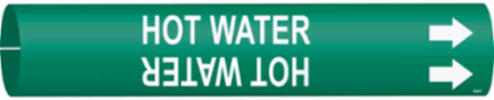 Hot Water Pipe Marker, Fits Pipes 2.5" Dia. Thru 3.875" Dia.