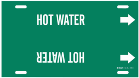 HOT WATER Pipe Marker, 24" W, Fits Pipes 8" Dia. Thru 9.875" Dia.