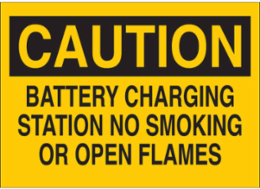 CAUTION Battery Charging Station Sign, 10 Inch H x 14 Inch W, Aluminum
