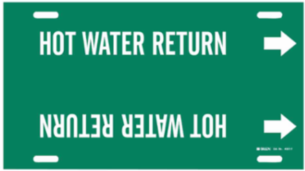 Hot Water Return Pipe Marker, 8" H x 16" W, Fits Pipes 6" Dia. Thru 7.875" Dia.