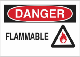 DANGER Flammable Sign, 10" H x 14" W x 0.035" D, Aluminum
