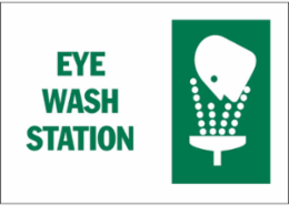 Eye Wash Station Sign, 10" H x 14" W x 0.035" D, Aluminum, Green on White