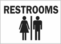 Restrooms Sign, 10" H x 14" W x 0.035" D, Aluminum