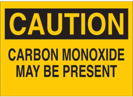 CAUTION Carbon Monoxide May Be Present Sign, 10 Inch H x 14 Inch W, Aluminum