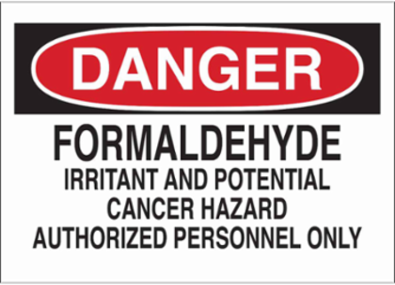 DANGER Formaldehyde Irritant And Potential Cancer Hazard Authorized Personnel Only Sign, 10" H x 14" W x 0.035" D, Aluminum