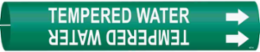Snap-On Pipe Marker: TEMPERED WATER, Fits Pipes 2.5" Dia. Thru 3.875" Dia.