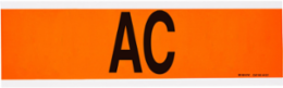 AC Safety Label 2.25 Inch H x 9 Inch W, Vinyl Cloth, Self-Adhesive, Black on Orange