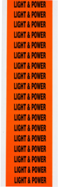 LIGHT & POWER Label, 0.5" H x 2.25" Wx 0.0073" D, Card of 18 Labels
