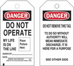Lockout Tagout Tags - Economy Polyester