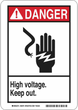DANGER High Voltage. Keep Out. Sign, 14" H x 10" W x 0.06" D, Polystyrene