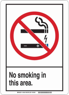 No Smoking In This Area Sign, 10" H x 7" W x 0.06" D, Polystyrene