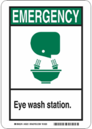EMERGENCY Eye Wash Station. Sign, 14" H x 10" W x 0.06" D, Polystyrene