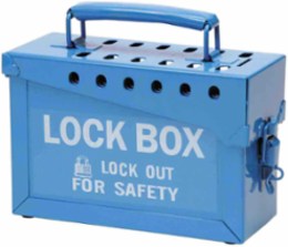 Portable Metal Group Lockout Box, Blue, 40 Lock Capacity