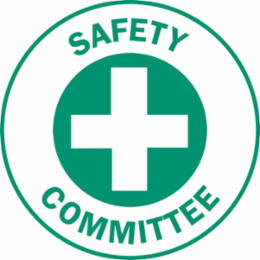 SAFETY COMMITTEE Hard Hat Labels, 2" Dia, Card of 4 Labels, Green on White