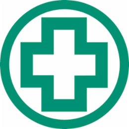 FIRST AID Hard Hat Labels, 2" Dia, Card of 4 Labels, Green on White