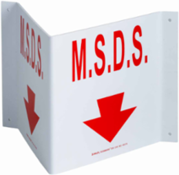 V MSDS Sign, 6" H x 9" W x 4" D