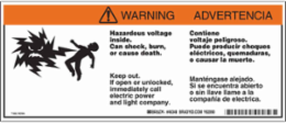 Bilingual Hazardous Voltage Warning Labels, 4.5 Inch x 10.75 Inch, Acrylic, Tamper-Resistant
