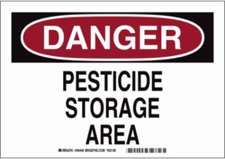 DANGER Pesticide Storage Area Sign, 7" H x 10" W x 0.035" D, Aluminum