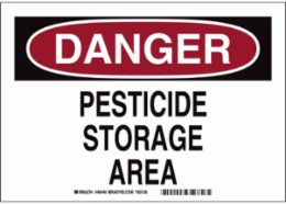 DANGER Pesticide Storage Area Sign, 7" H x 10" W x 0.035" D, Aluminum
