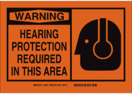 WARNING Hearing Protection Required In This Area w/Pictogram Sign, 7" H x 10" W x 0.035" D, Aluminum