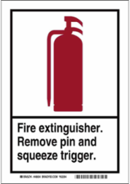 Fire Extinguisher Sign, 10" H x 7" W x 0.035" D, Black/Red on White, Aluminum