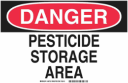 DANGER Pesticide Storage Area Sign, 10" H x 14" W x 0.035" D, Aluminum