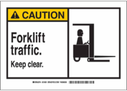 CAUTION Forklift Traffic Sign, 10 Inch H x 14 Inch W, Non-Reflective Aluminum